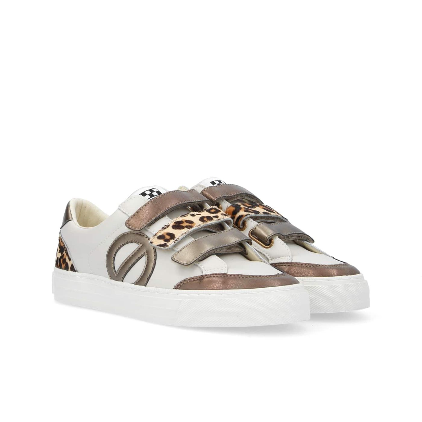 STRIKE STRAPS W - NAPPA/LEO/MIMOS - BIANCO SPORCO/LEOPARDATO/DORATO